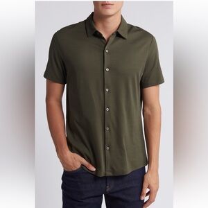 Robert Barakett Campbell Knit Short Sleeve Button-up Shirt